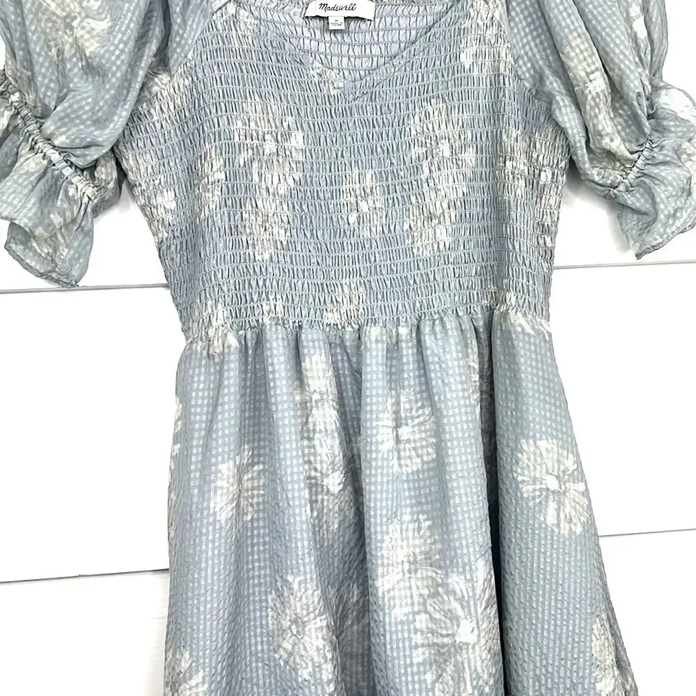 Madewell Size 100% Silk Lucie Smocked Mini Dress in Moody Blooms Size Medium - Picture 8 of 16